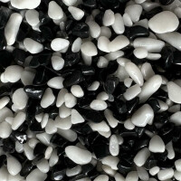 Steinteppich Epoxidharz Set Innen & Außen (ca. 112kg / 8-10m²) | Bianco Nero | 100kg 2-4mm Marmorkies + 12L, 2K Epoxidharz Bindemittel | Für Balkon, Terrasse, Treppen, Garage