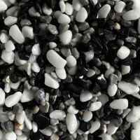 Steinteppich Epoxidharz Set Innen & Außen (ca. 224kg / 16-20m²) | Bianco Grigio Nero | 200kg 2-4mm Marmorkies + 24L, 2K Epoxidharz Bindemittel | Für Balkon, Terrasse, Treppen, Garage