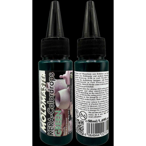KERA-Colordrops-MoldMaster-GREEN, 50ml Extrem hoch konzentrierte Pigment Farbpaste Farbmittel für Gießpulver, Gips, Wandfarben auf Wasserbasis
