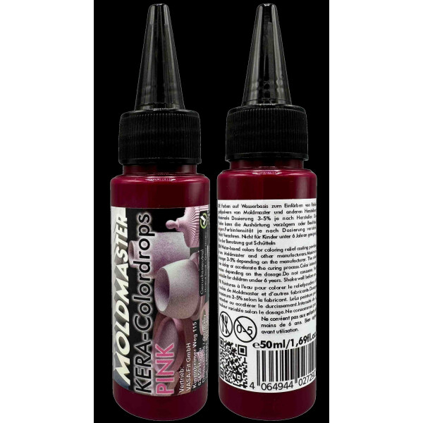 KERA-Colordrops-MoldMaster-PINK, 50ml Extrem hoch konzentrierte Pigment Farbpaste Farbmittel für Gießpulver, Gips, Wandfarben auf Wasserbasis