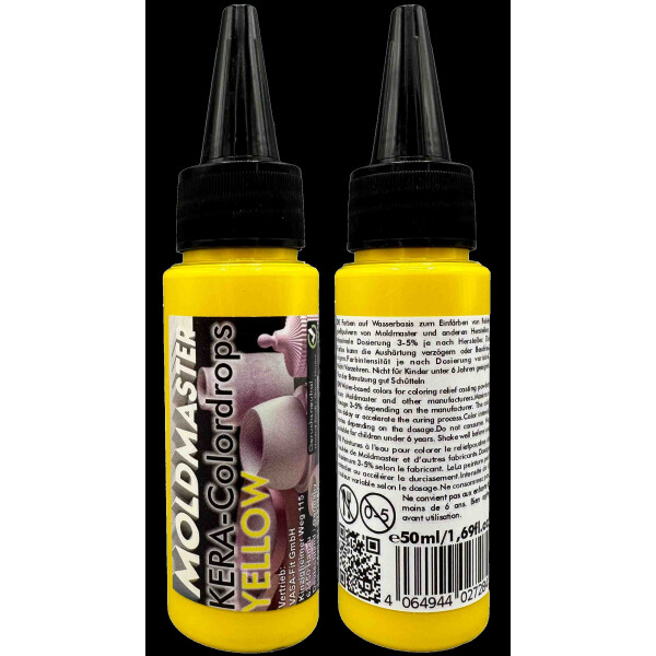 KERA-Colordrops-MoldMaster-YELLOW, 50ml Extrem hoch konzentrierte Pigment Farbpaste Farbmittel für Gießpulver, Gips, Wandfarben auf Wasserbasis