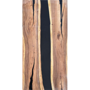 Epoxidharz Tischplatte River Table Schwarz Walnuss...