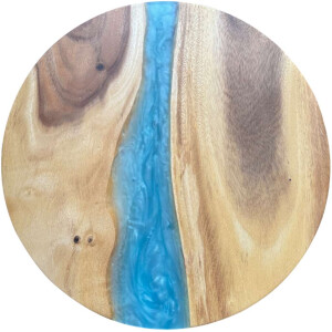 Epoxidharz Tischplatte River Table Rund Blau Walnuss...