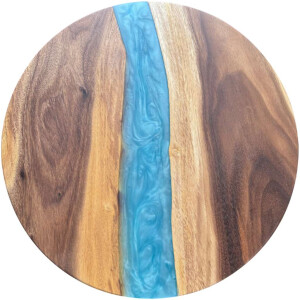 Epoxidharz Tischplatte River Table Rund Blau Walnuss...