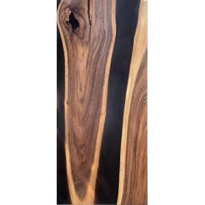 Epoxidharz Tischplatte River Table Schwarz Walnuss...
