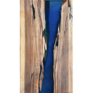Epoxidharz Tischplatte River Table Blau Walnuss...