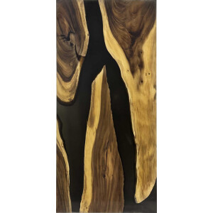 Epoxidharz Tischplatte River Table Schwarz Walnuss...