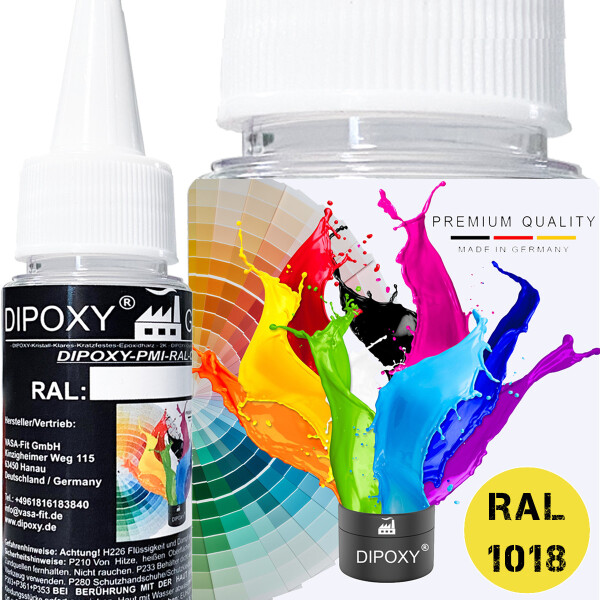 Dipoxy-PMI-RAL 1018 GIALLO ZINCO Pigmento base estremamente concentrato Pasta colorante Colorante per resina epossidica, resina poliestere, sistemi poliuretanici, calcestruzzo, vernici, vernici liquide Resina sintetica Gioielli
