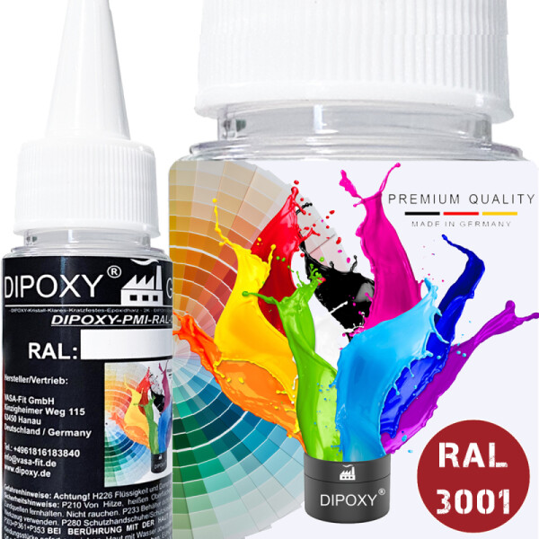 Dipoxy-PMI-RAL 3001 ROSSO SEGNALE Pigmento base estremamente concentrato Pasta colorante Colorante per resina epossidica, resina poliestere, sistemi poliuretanici, calcestruzzo, vernici, vernici liquide Resina sintetica Gioielli