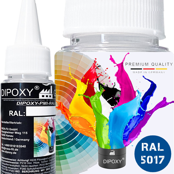 Dipoxy-PMI-RAL 5017 BLU TRAFFICO Pigmento base estremamente concentrato Pasta colorante Colorante per resina epossidica, resina poliestere, sistemi poliuretanici, calcestruzzo, vernici, vernici liquide Resina sintetica Gioielli