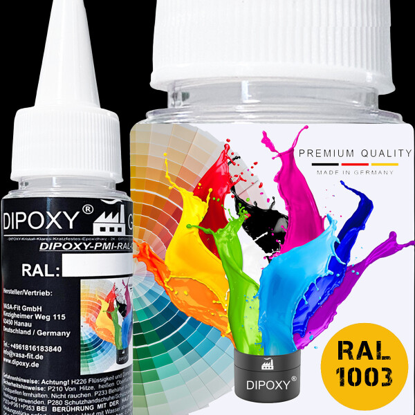Dipoxy-PMI-RAL 1003 GIALLO SEGNALE Pigmento base estremamente concentrato Pasta colorante Colorante per resina epossidica, resina poliestere, sistemi poliuretanici, calcestruzzo, vernici, vernici liquide Resina sintetica Gioielli