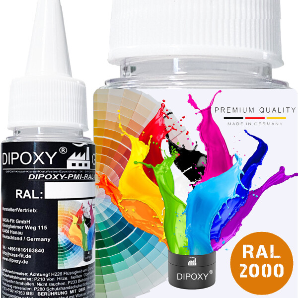 Dipoxy-PMI-RAL 2000 GIALLO ARANCIONE Pigmento base estremamente concentrato Pasta colorante Colorante per resina epossidica, resina poliestere, sistemi poliuretanici, calcestruzzo, vernici, vernici liquide Resina sintetica Gioielli